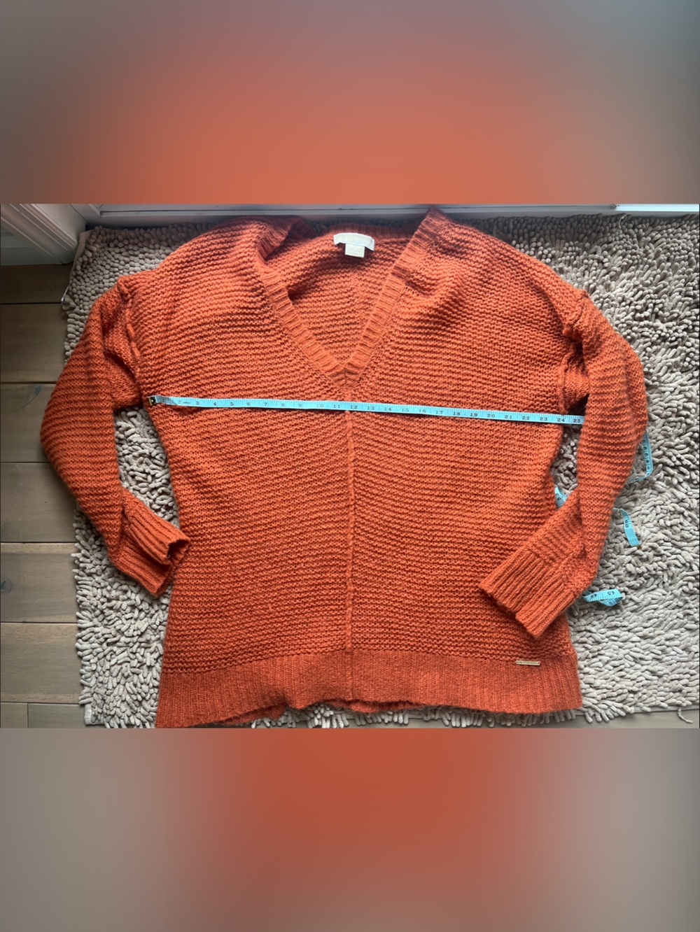 MICHAEL Michael Kors Burnt Orange V-Neck Chunky Knit Sweater